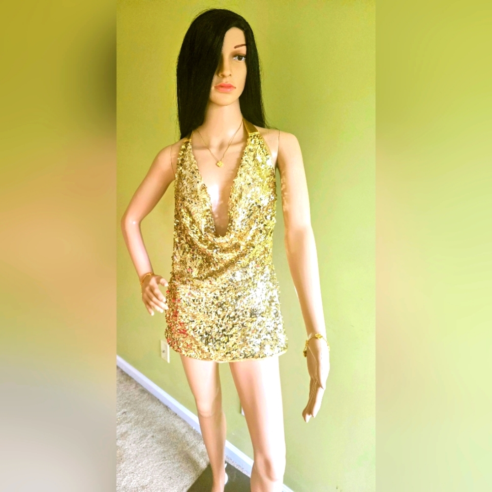 Yellow-Gold Coxtail Party Dress